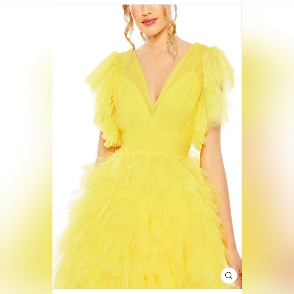 Mac Duggal Yellow Tulle Dress - Picture 3 of 11